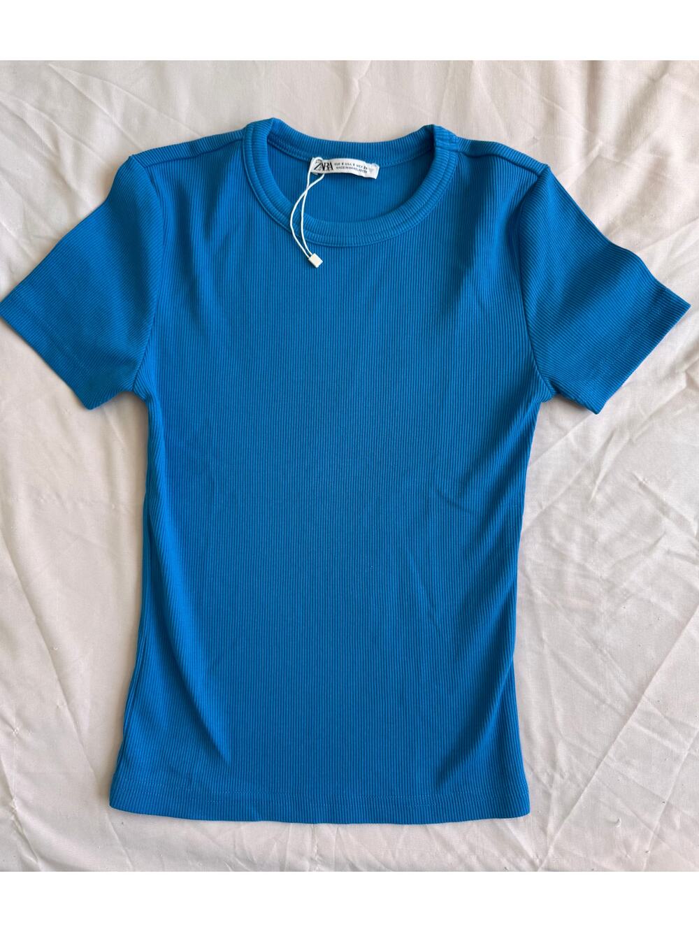 Zara Ribbed Crop Tee S